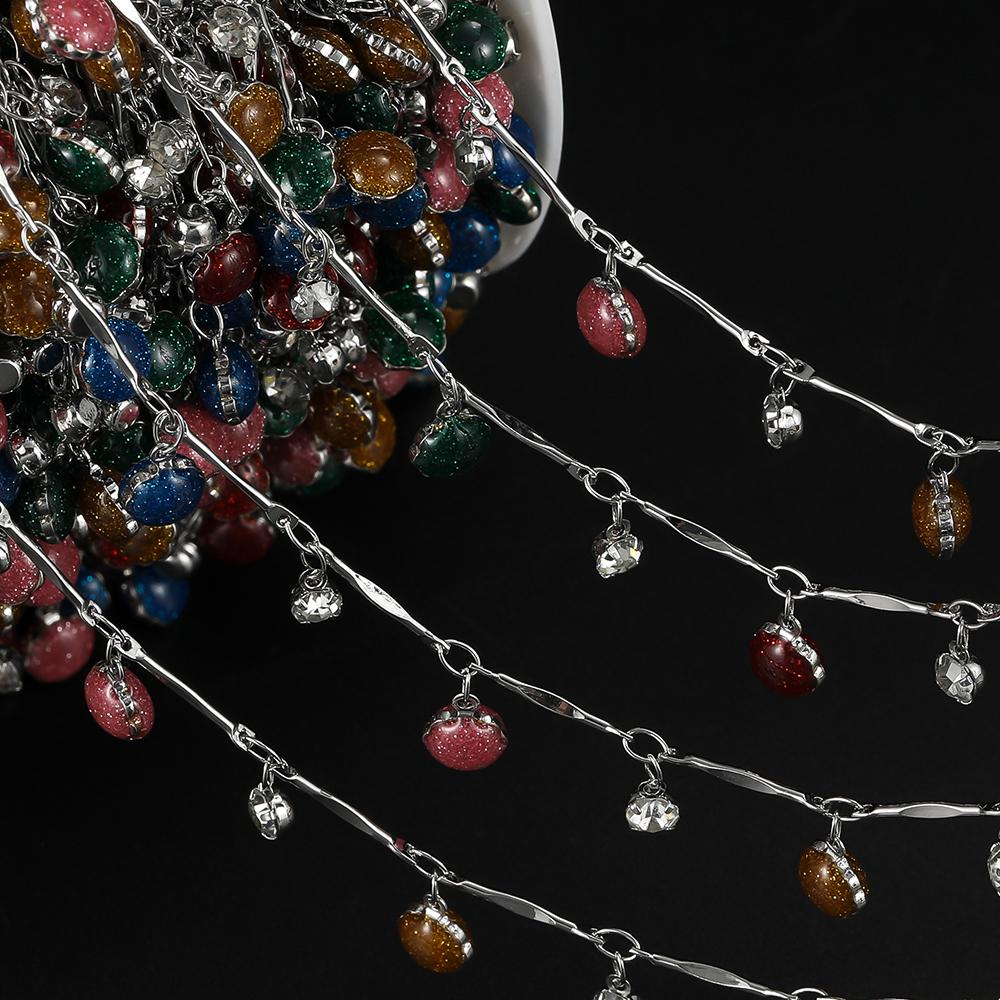 

1meter Copper Chains With Colorful Enamel Charm Handmade Chains for DIY Bracelet Waist Chain Foot Chain Jewelry Making Findings