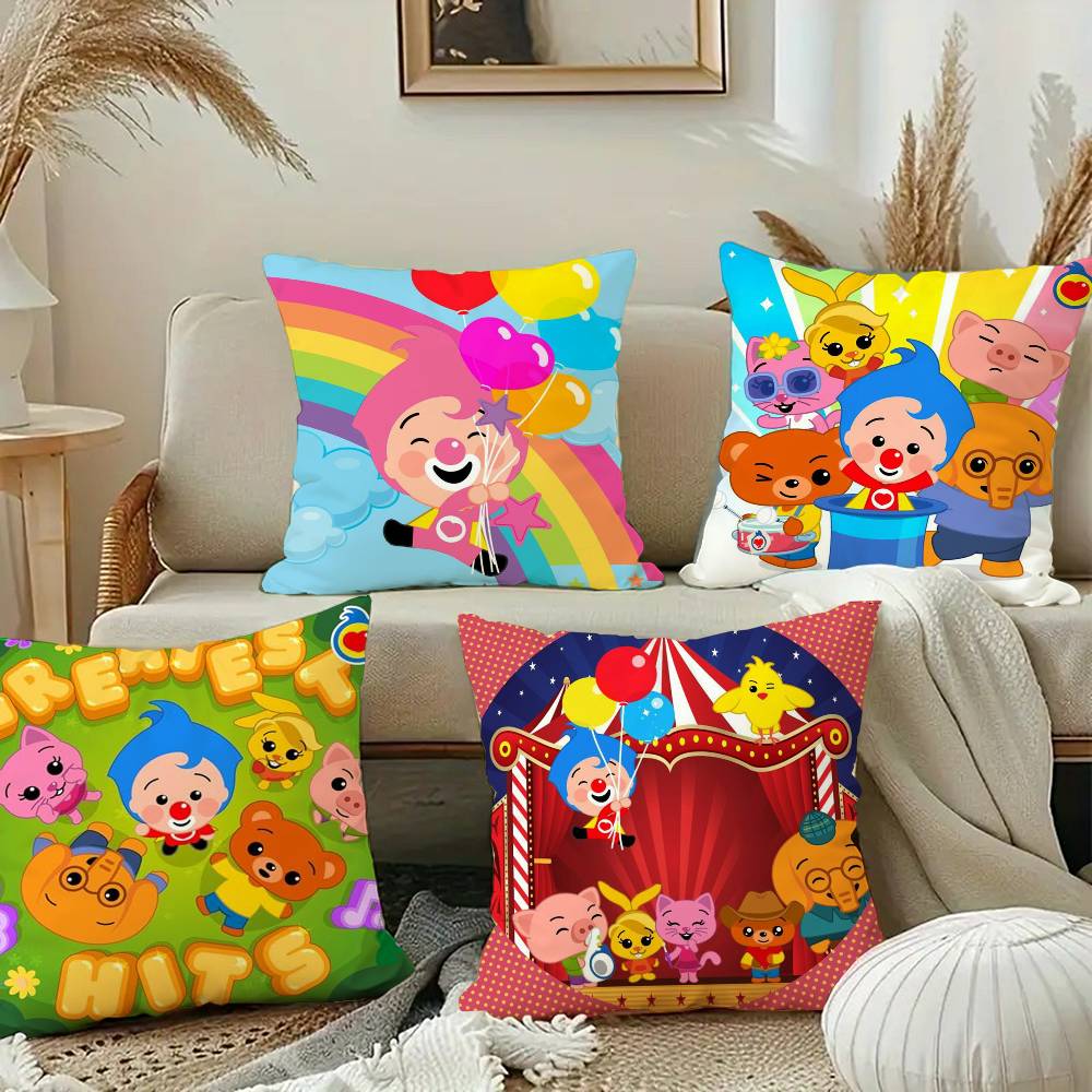 Urocza Poszewka na Poduszkę Plim Plim Krótki Plusz Sofa Dekoracyjna Prezent Dom Dwustronny Nadruk Poduszka