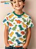 Boys Clothes Dinosaur Colorful Cartoon 3D Print Boys' T-Shirt Summer Short Sleeve Tops O-Neck Outdoor Casual Children's Clothing
