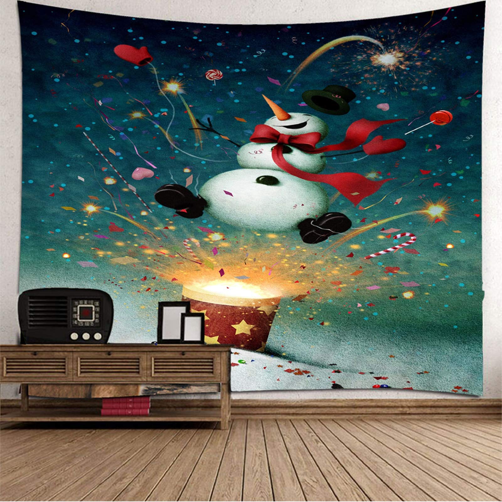 

Забавный рождественский гобелен со снеговиком, новогодняя вечеринка, фон, гобелен для спальни, общежития, настенный гобелен 100x75cm