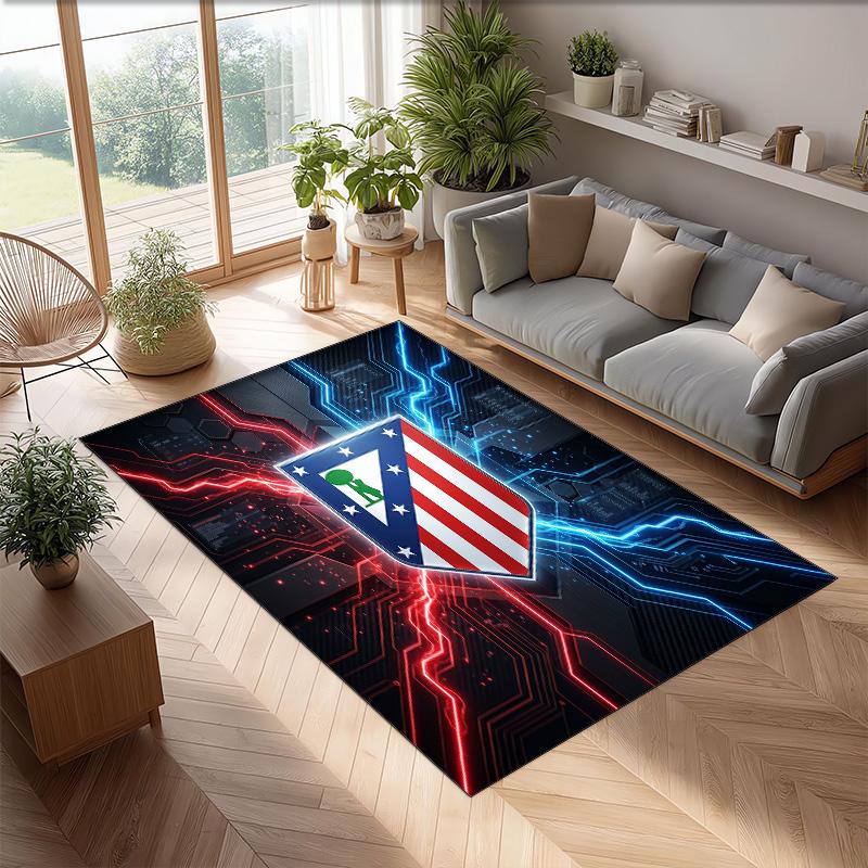 Atletico Madrid Printed Flannel Area Rug Non Slip Soft Polyester Floor Carpet Indoor Decor Mat for Bedroom Living Room Sofa Game Room Home Decoration