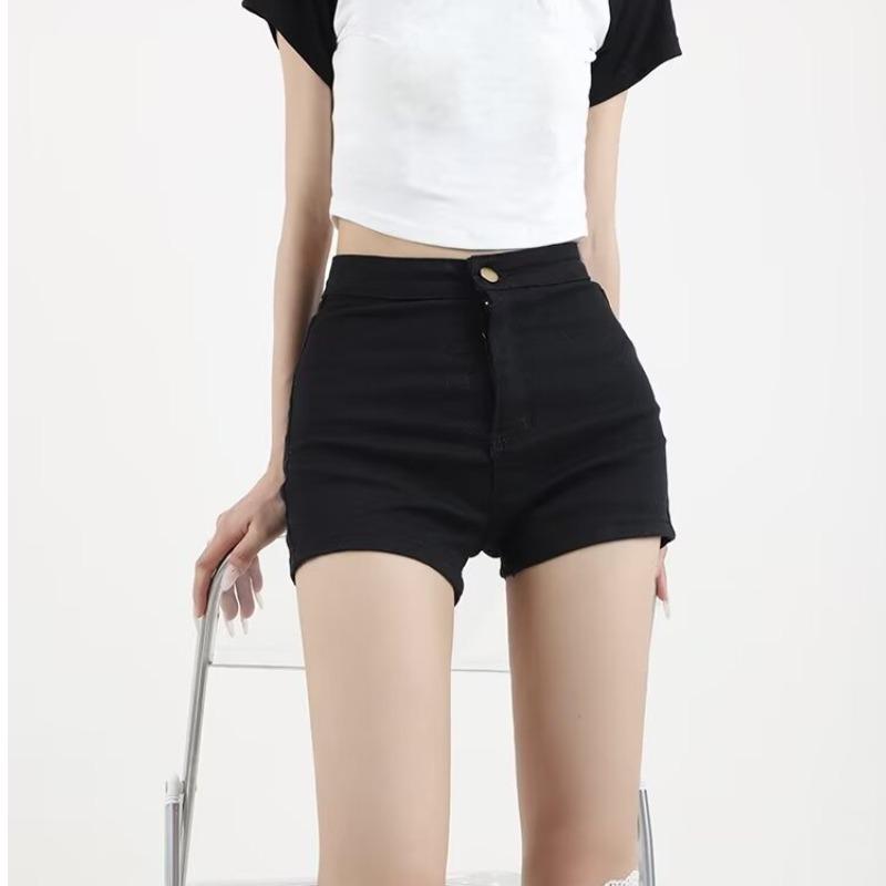 

Женские эластичные джинсы с высокой посадкой: Черные облегающие, прямые, широкие и летние шорты XXXL чёрный