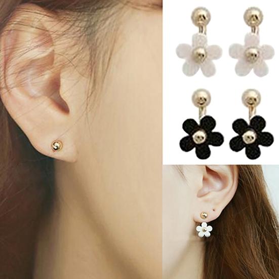 1 Pair Ear Studs All-match Accessories Flower Alloy Double Side Earring for Party