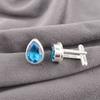 Swiss Blue Topaz Gemstone 925 Sterling Silver Handmade Partywear Cufflinks 0.66" CL-6-10