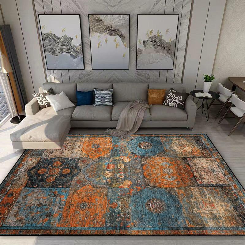 Teppich im amerikanischen Retro-Stil Wohnzimmer Böhmische Dekoration Rutschfester Waschbarer Teppich 140x200 Schlafzimmer Sofa Bettseite Flanell Bodenmatte