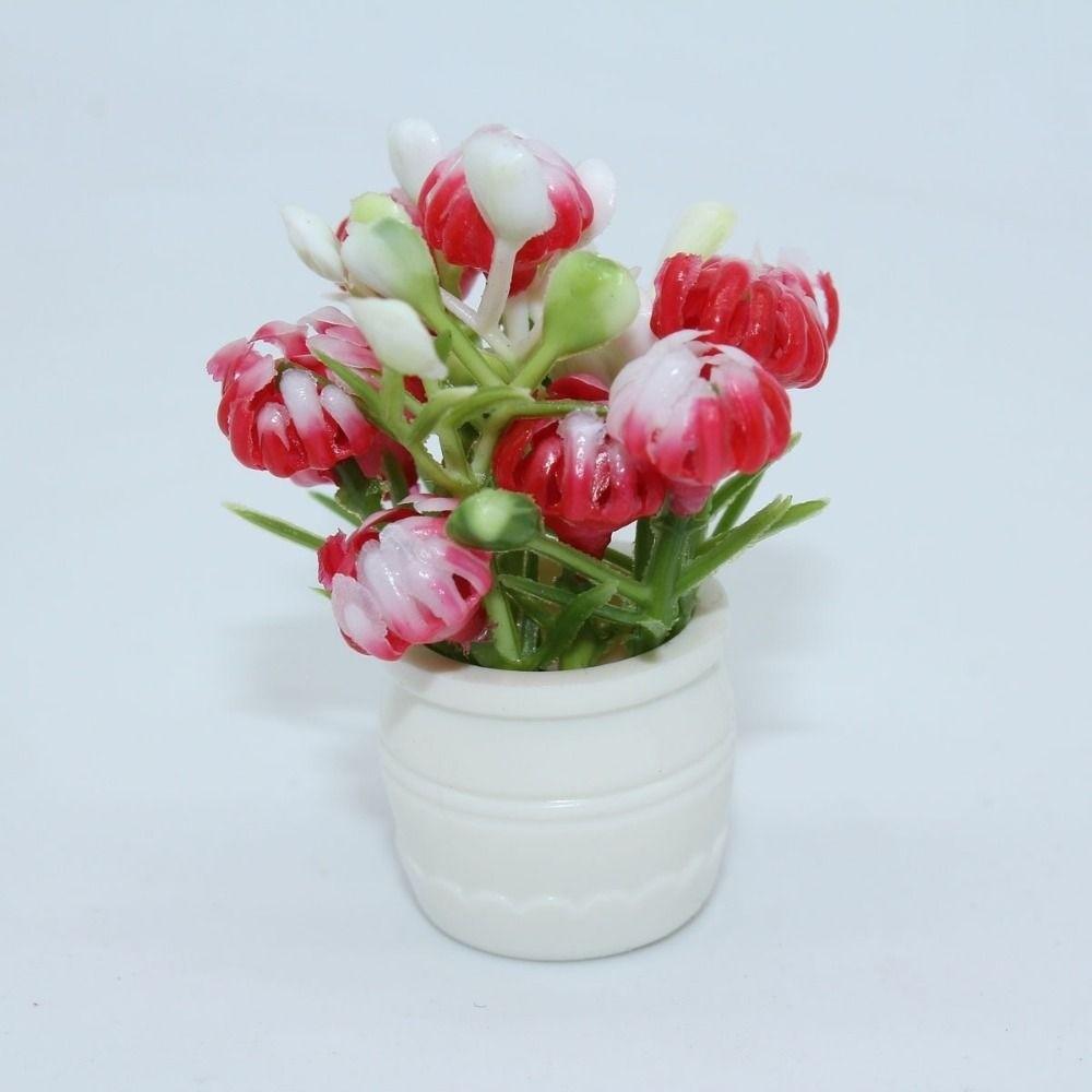 1:12 Dollhouse Miniature Flower 9 Colors Green Plant Potted Vase Miniature Dollhouse Decorations