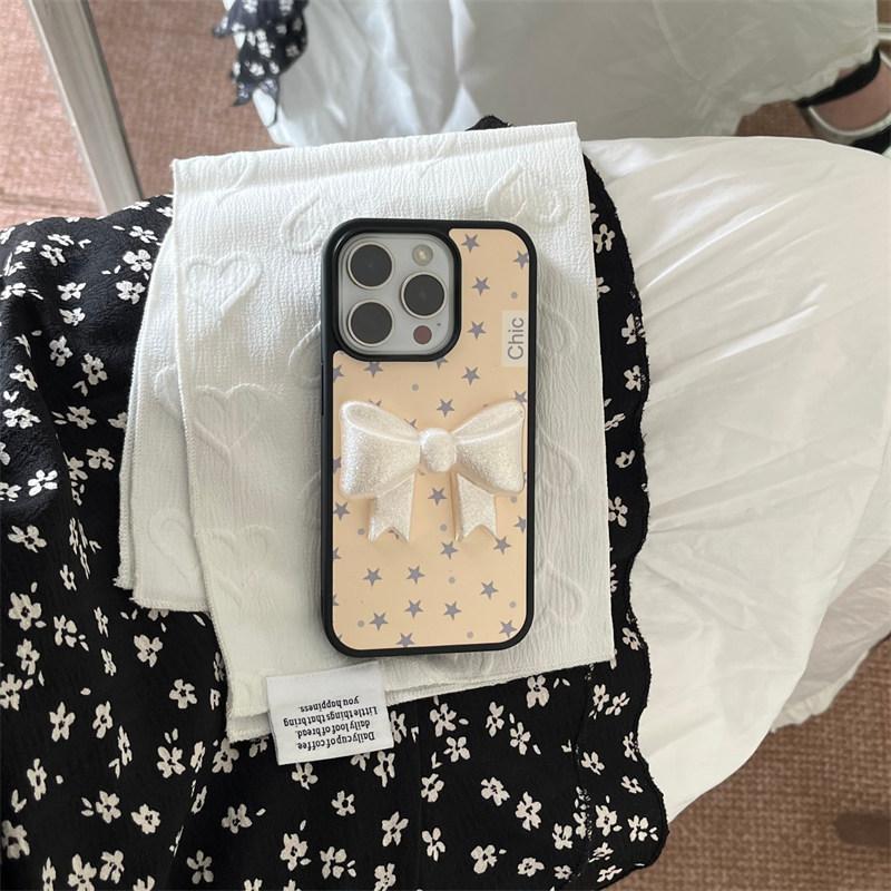 Cute new diamond plaid bow Phone Case For iPhone 16 15 14 13 Pro Max fundas iphone 15 case Protective cover