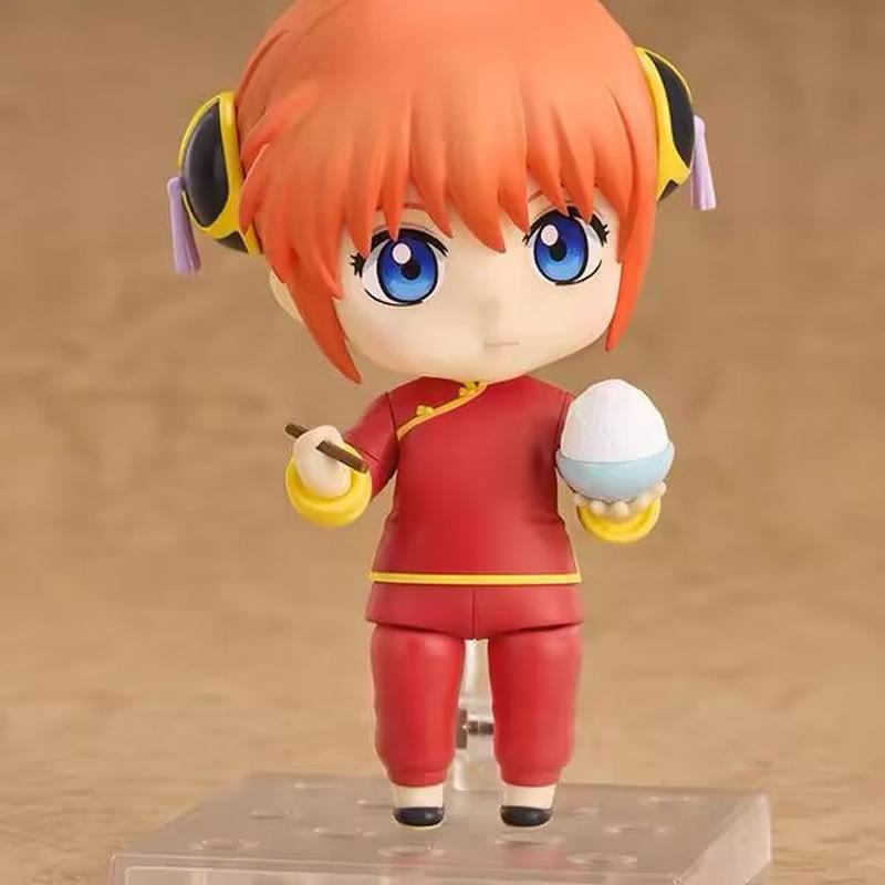 10cm #2420 #2462 #2458 Gintama Sakata Gintoki Kagura Shimura Shinpachi Movable Face Swap Chibi Action Figure Collectible Decor