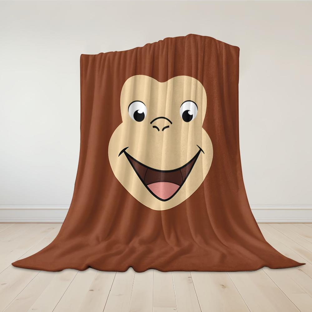 Curious George-s Flannel Blanket Warm Soft Halloween Christmas Couch Warm Cozy Decorative Decor Gift for All Season