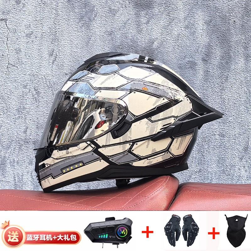 Full Face Motorcycle Helmet With External Bluetooth Module Men Women Large Rear Wing Sport Style DOT Approved