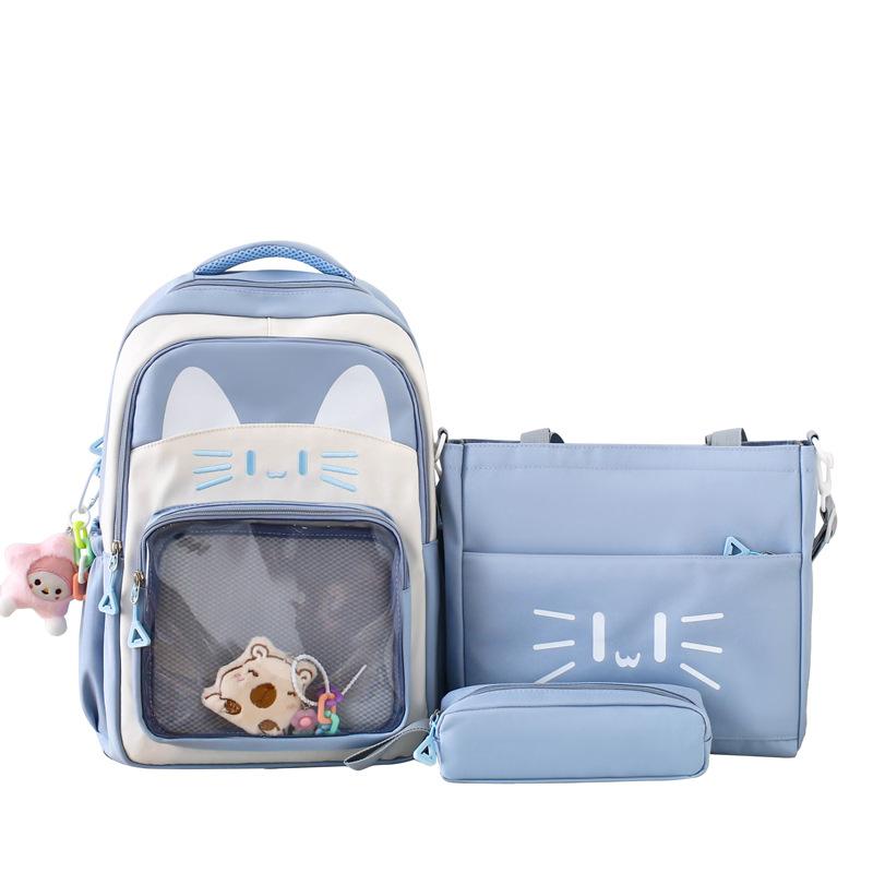 

Студенческий школьный рюкзак Милый мультяшный рюкзак Рюкзак для учеников начальной и средней школы Повседневный нейлоновый рюкзак из трех частей set