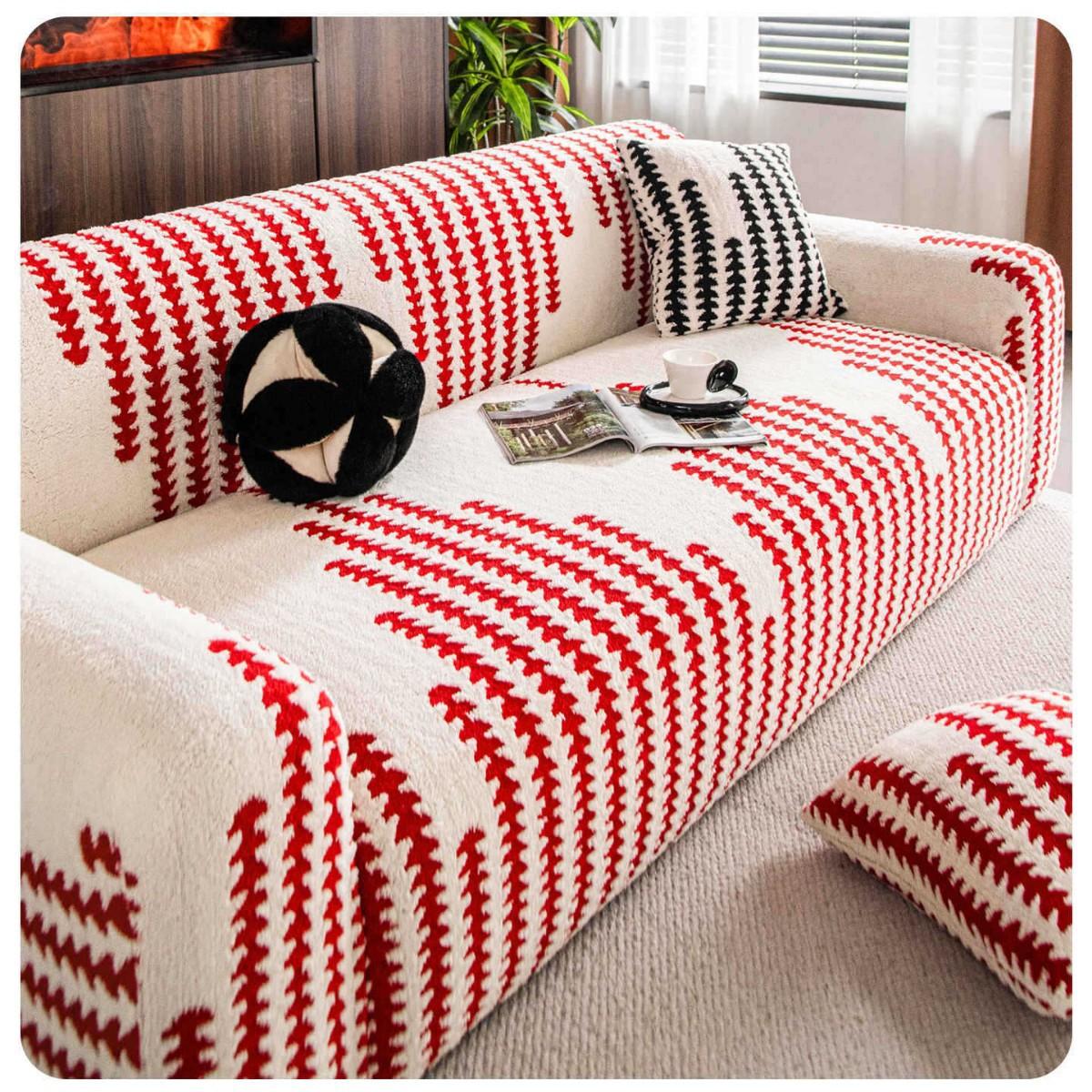 

Autumn and Winter Plush Sofa Cover All Inclusive All Season Universal Sofa Cover Anti Cat Scratch Elastic Protective Cover 90-140cm
