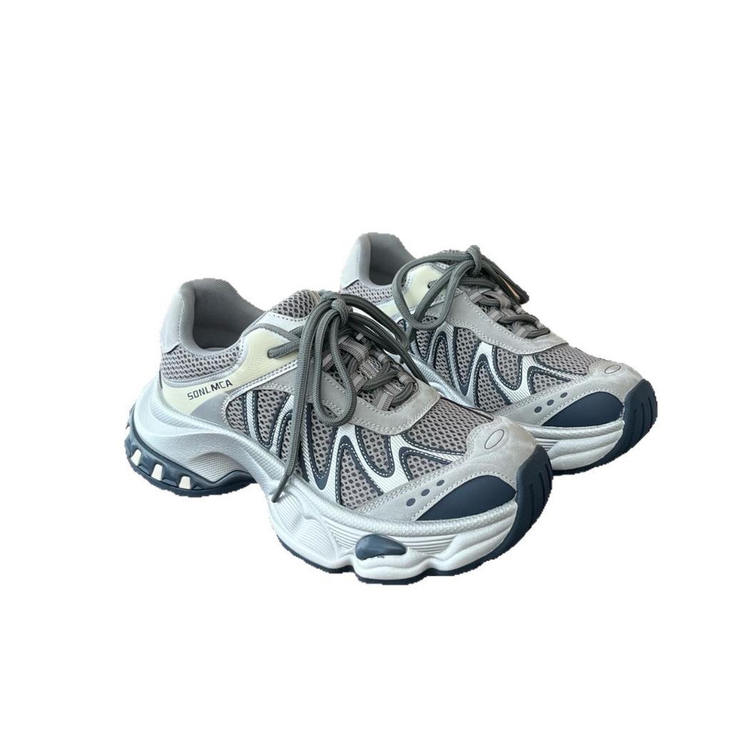 Thick-soled Heightening Dad Shoes Women's 2025 New Versatile Breathable Casual Sports Shoes Running Shoes Ins Trendy Shoes Women's Shoes