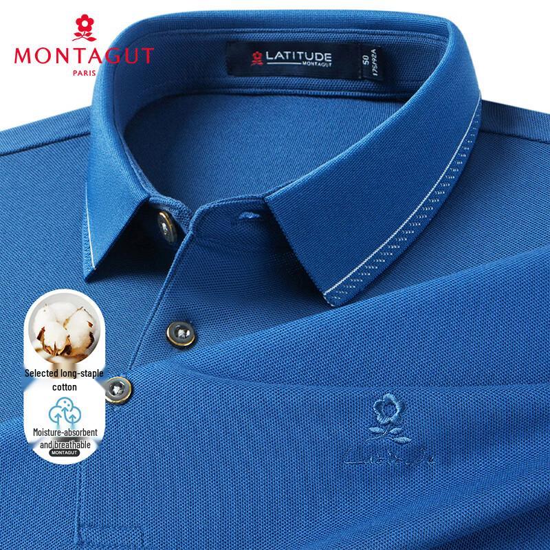MONTAGUT Men s Short Sleeve Jacquard Polo Shirt 50