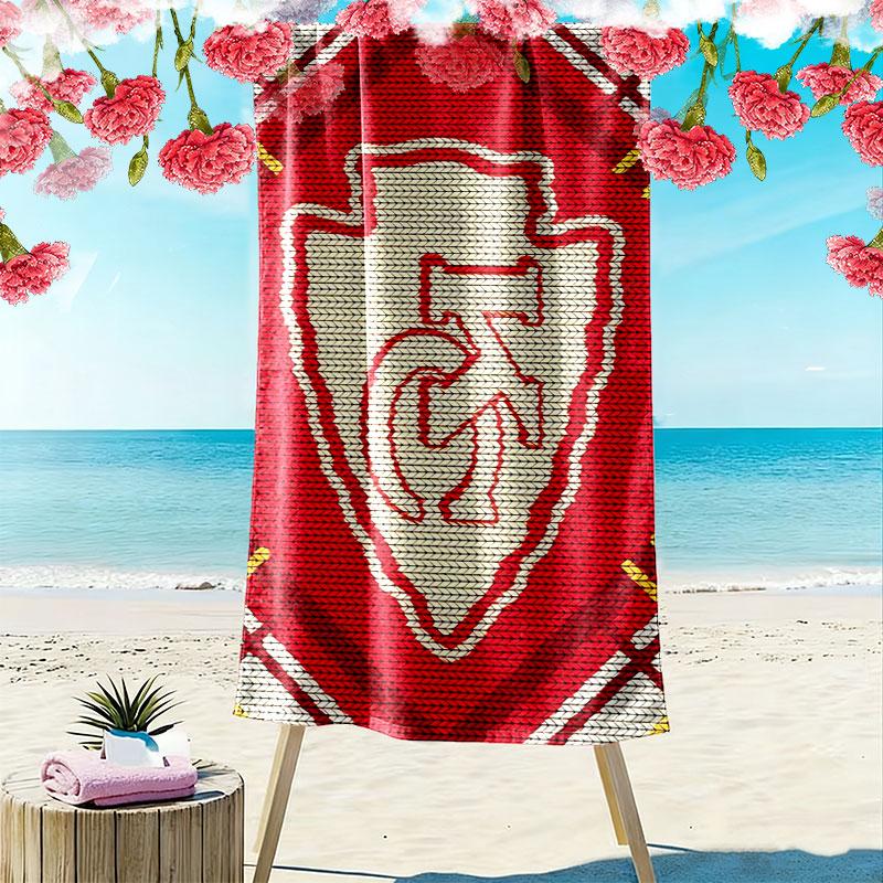 Kansas City Chiefs Print Beach Towel, Large Soft Quick Dry Towel for Beach Camping Swimming
