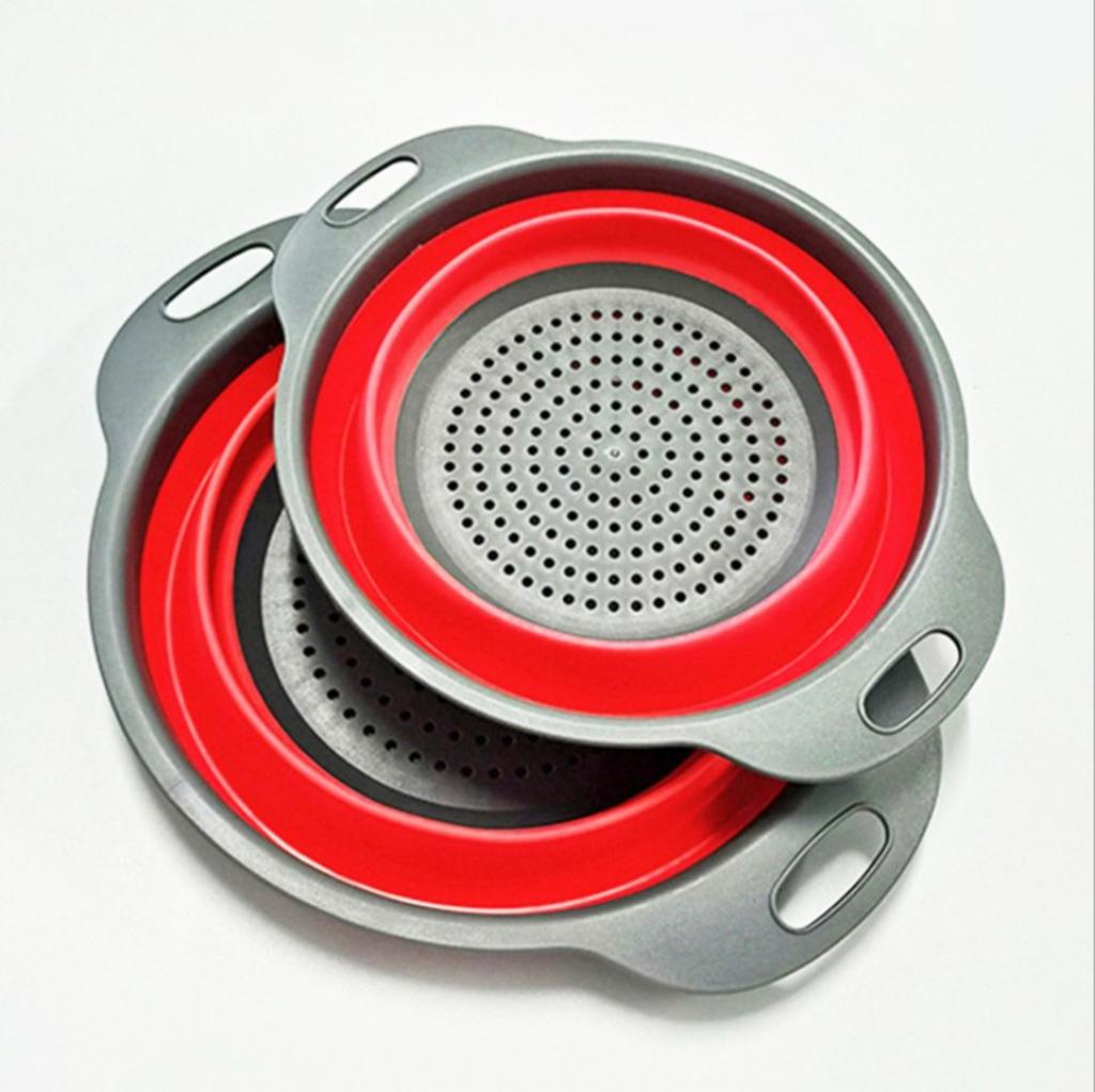 Round Foldable Basket Folding Fruit Basket 2-piece Set Filter Fruit Basket