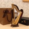 Wooden Miniature Harp Model with Black Gift Case Musical Instrument Model Musical Gifts Ornaments Decorations