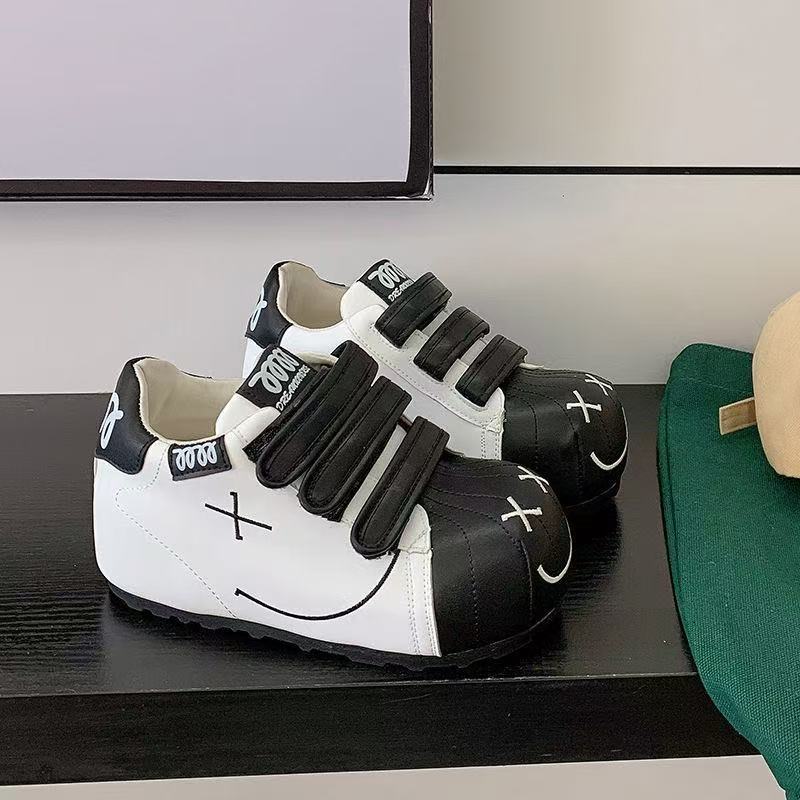 Ugly Cute Big Head New Velcro Versatile Sports Little White Shoes Casual Board Shoes Inner Height Increase Bread Shoes Women