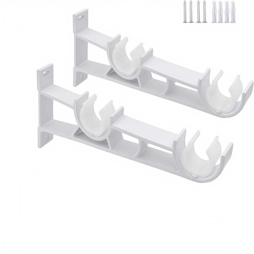 2 Pack Double Curtain Rod with 4 Mounting, Curtain Hardware Set