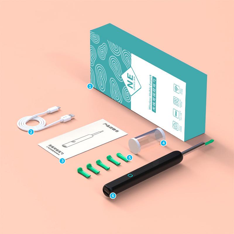 Smart Visual Ear Cleaner with Camera Ear Sticks USB C Charging Ear Wax Removal Tool WIFI Connection 6 LED Lights Earpick
