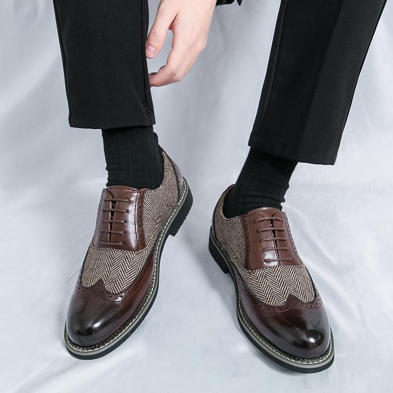 38-46 Casual Men's Leather Shoes Gentleman British Style Design Daily Office Dress Up Party Plus Size Brogue SHOES Retro