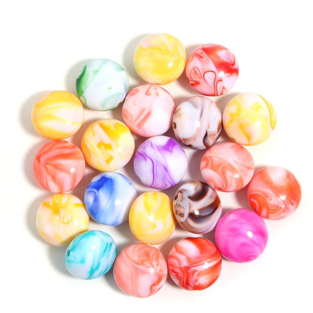 20-30pcs Colored Ink Painting Spacer Beads Heart Oval Irregular Shape Resin Beads For DIY Handmade Bracelet Keychain accessories