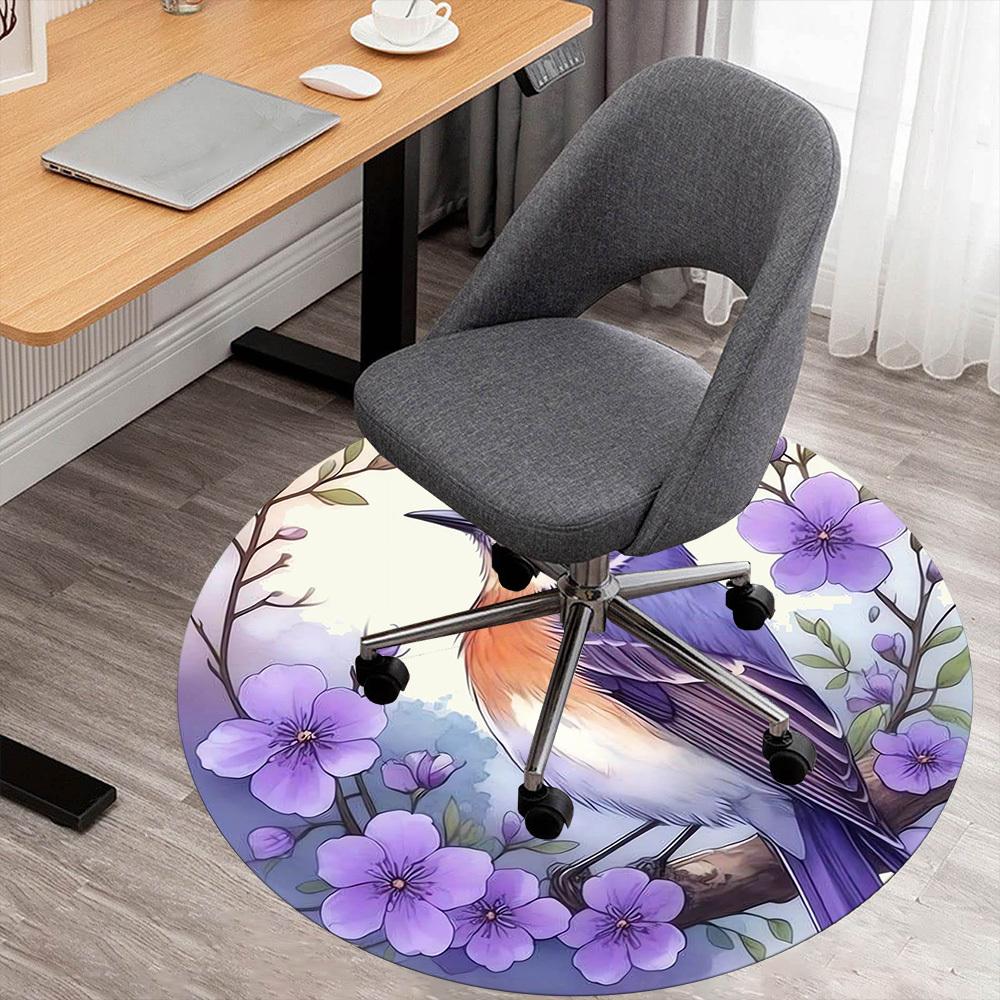 

1pc bird flower Round Chair mat Area Rug - Non-Slip, Floor Mat for Office, Bedroom, and Indoor Decor -1002159 80cm by 80cm