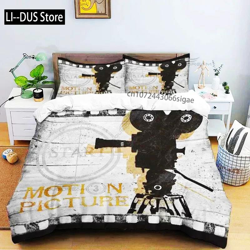 Movie Film Clap Board Patterns Comforter Bedding Set,Duvet Cover Bed Set Quilt Cover Pillowcase,King Queen Size Bedding Set