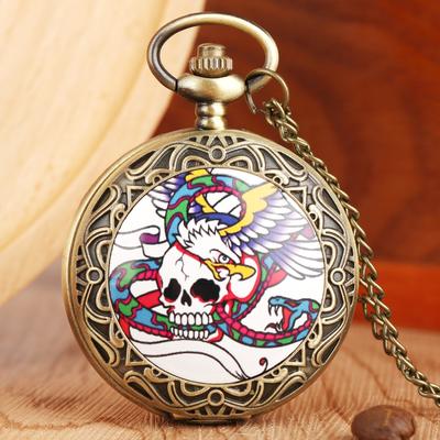 Personlig Dödskalle Kvarts Fickur Hänge för Män Pojkar Arabiska Siffror Fickur för Kvinnor Fickur Halsband Gåva för Fars Dag Jul