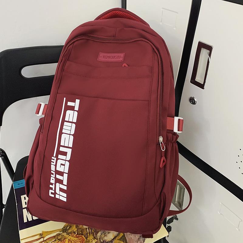 School Bag Junior High School Girls Burgundy Backpack Men College Students Middle School Students High Quality