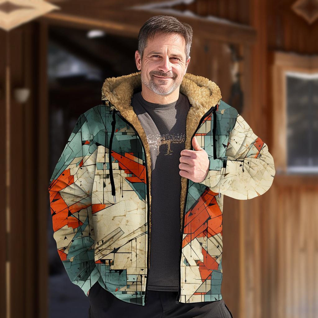 Men's Print Jacket Men's Spring And Autumn Casual Trend Zipper Hooded Jacket