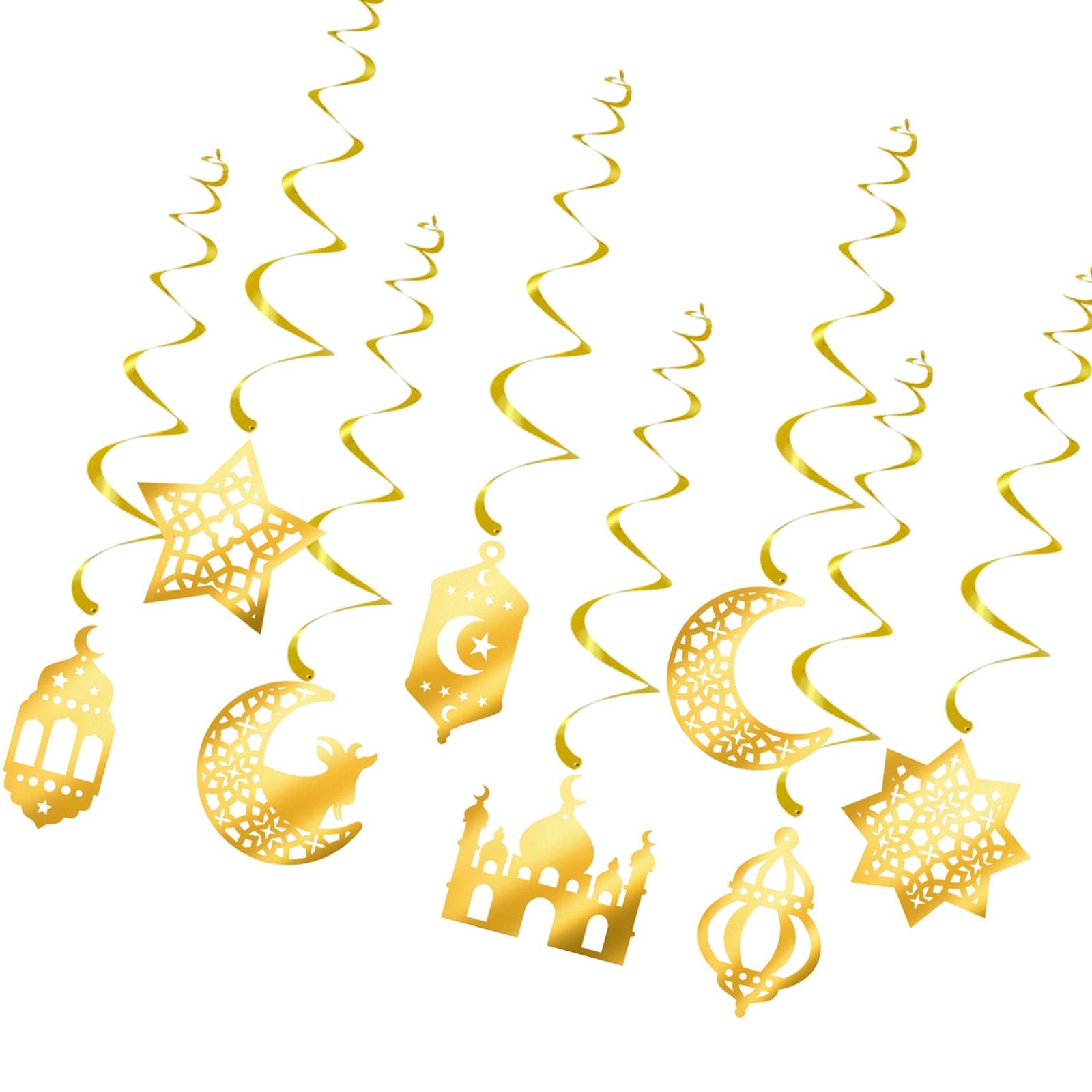 

Баннер Ид Мубарак Украшения Рамадан Мубарак Подвесные спирали Баннер Ид Мубарак Флажки Декор для вечеринки Рамадан 2