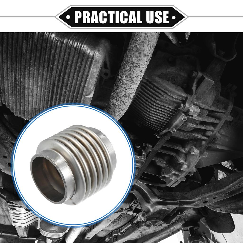 A ABSOPRO Car Exhaust Flexible Pipe 45x63.5mm Exhaust Flex Connector Pipe Bellows Universal for Car Durable Stainless Steel Silver Tone