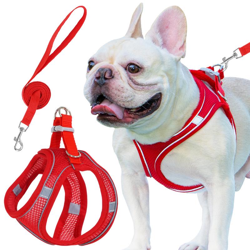 Reflective Vest-Style Pet Harness and Leash Combo