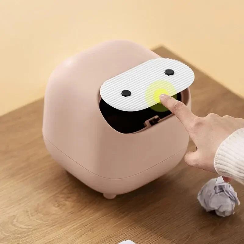 Double Ins Can Trash Layer Cute Ninja Mini Small Box Creative Trash Desktop Mini Trash New Can Storage Press Office 1pc