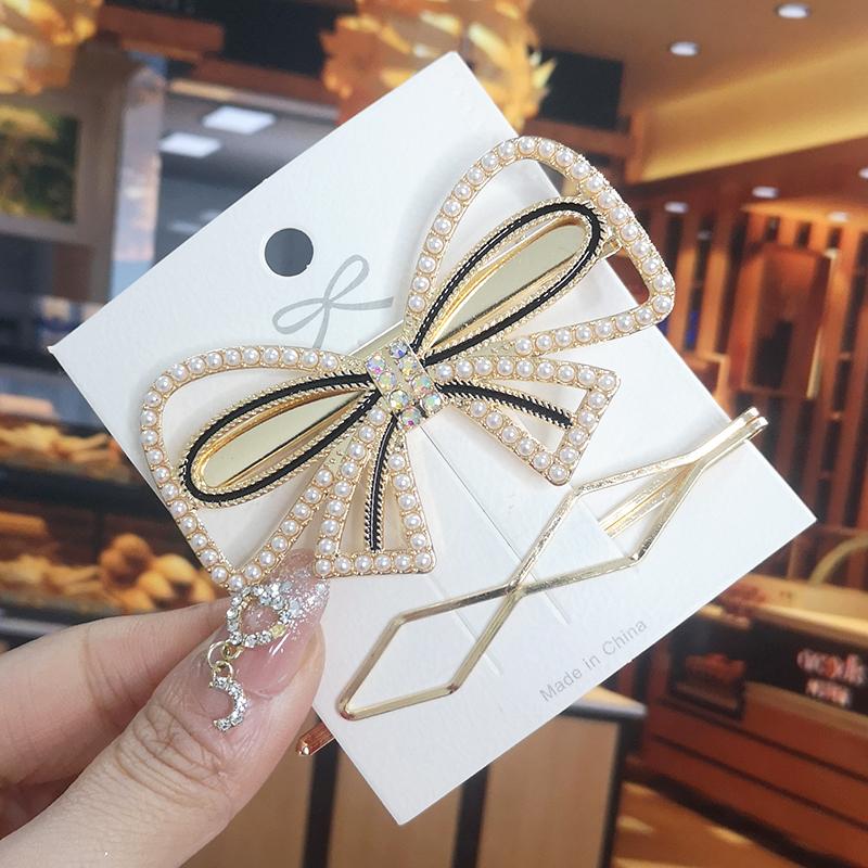 Korea Shiny Crystal Hair Clip Set Fashion Hair Accessories  Trend For Women Girl Pearl Rhinestone Hairpin Side Clip For Hair