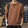 Men's Heavyweight Knit Polo Collar Hoodie - 2025 Winter Casual Warm Long Sleeve Sweater