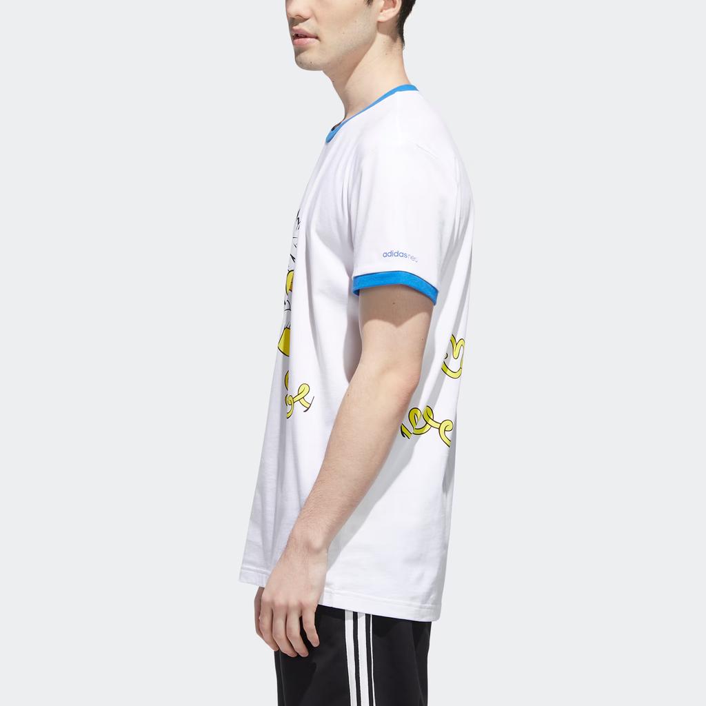 adidas Neo Donald Duck Rundhals Sport T-Shirt Herren Tops Weiß GJ5631