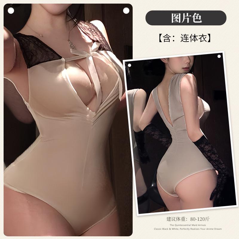Sexy lingerie pure lace suspender onesie open gear free bunny seduction uniform suit