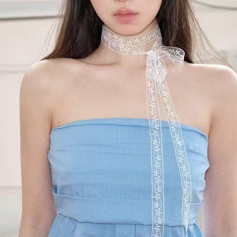 Elegant Lace Embroidery Ribbon Scarf Retro Headdress For Women Girls Sweet Princess Hair Accessories Long Lace Waistband Gifts