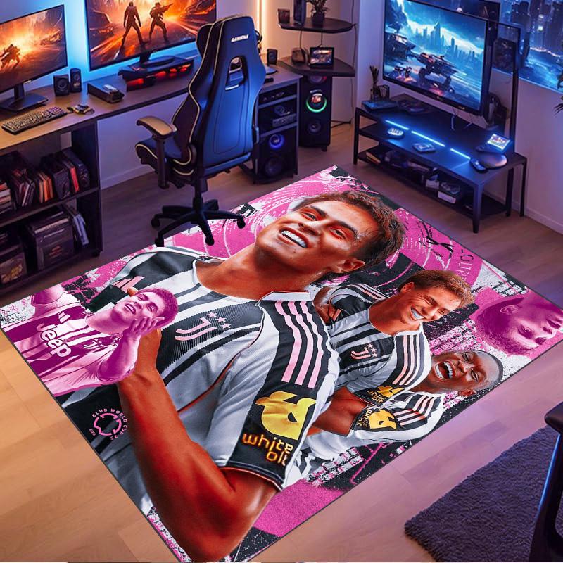 Juventus Football Player Pink Graffiti Art Print Area Rug Non‑Slip Rectangular Floor Mat Soccer Fan Home Decor Rug for Gaming Room Living Bedroom