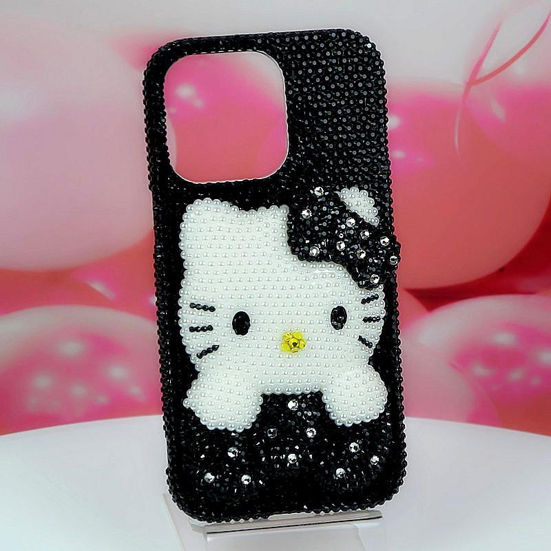 Phone Case IPhone 11 12 13 14 Pro Max 7 8 Plus Xs 6 XR Black Kitten Bling