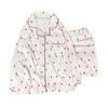 Women's Pajama Set Cute Pattern Long Sleeve Button Down Top And Wide Leg Pants Sleepwear Spring Two Piece Pjs Set