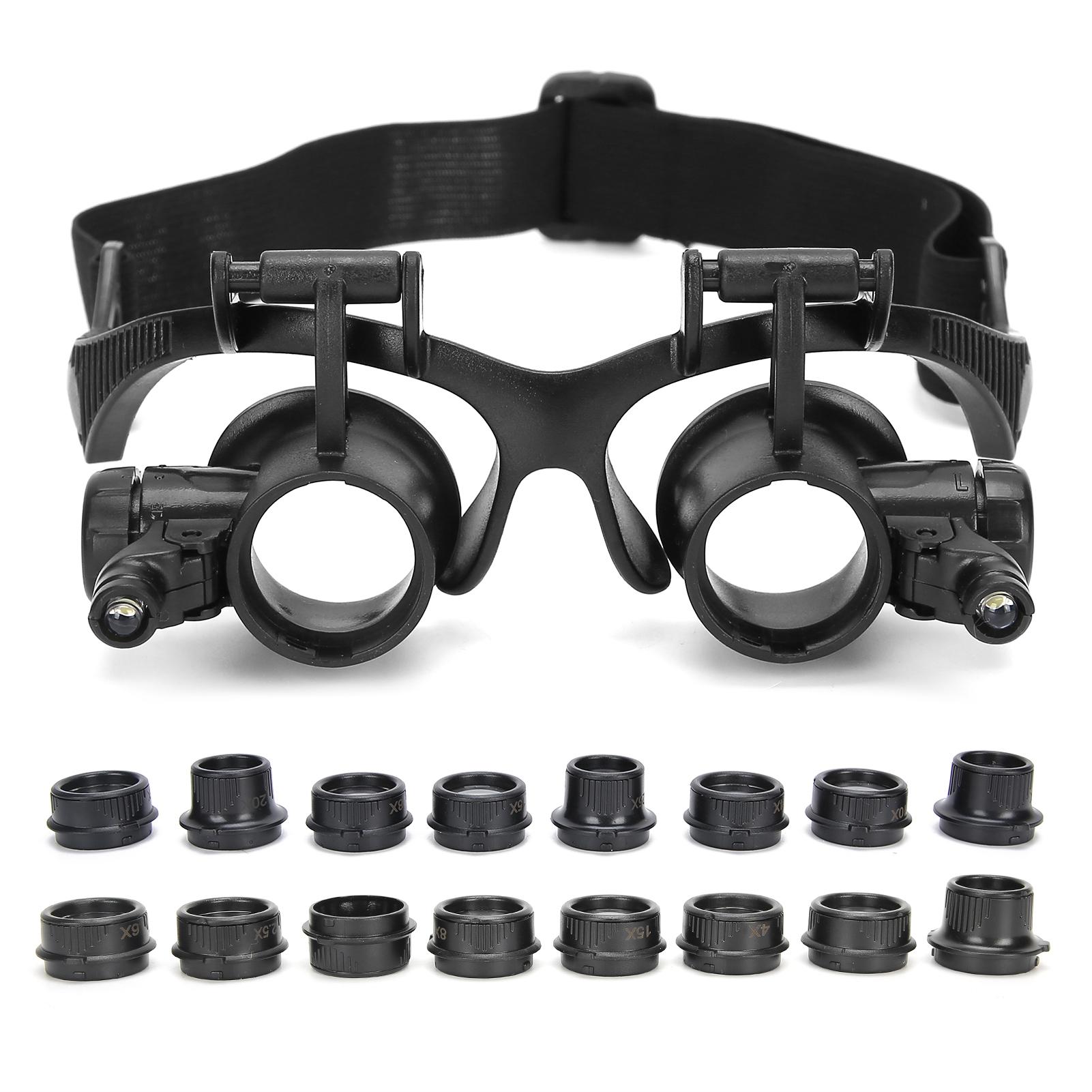 

2.5X25X LED Headband Magnifier HeadMounted with 16pcs Lens for Reading Repairing