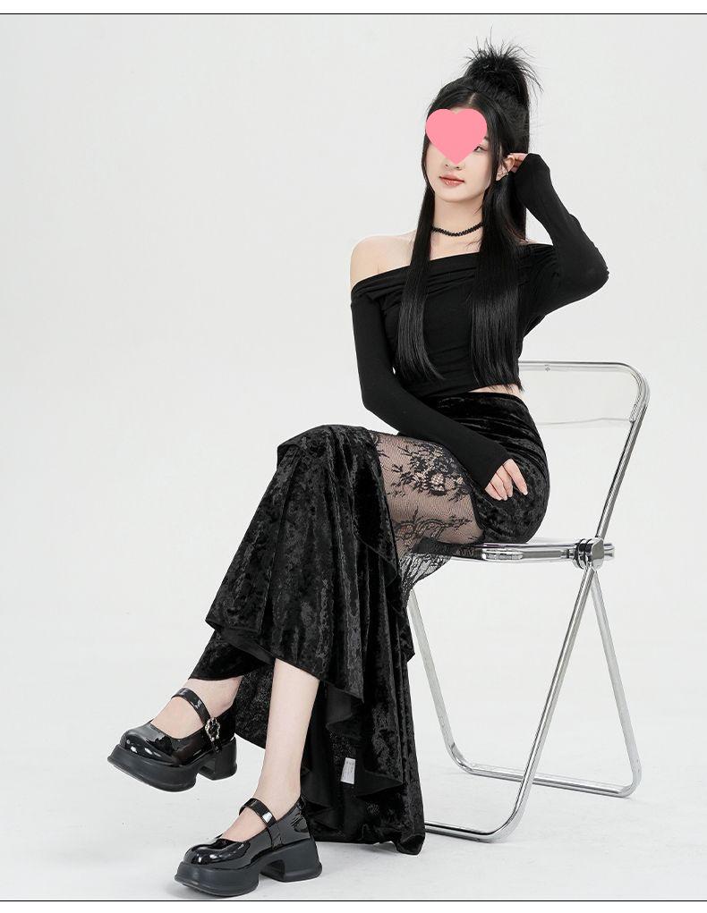 Elegant 2025 Black Velvet Mermaid Skirt for Women