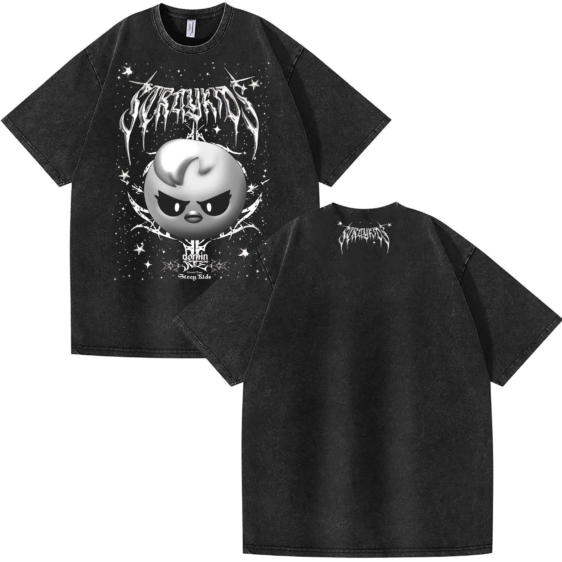 Washed Stray Kids Evil Skzoo Combo Peripheral Print Summer Short Sleeve S