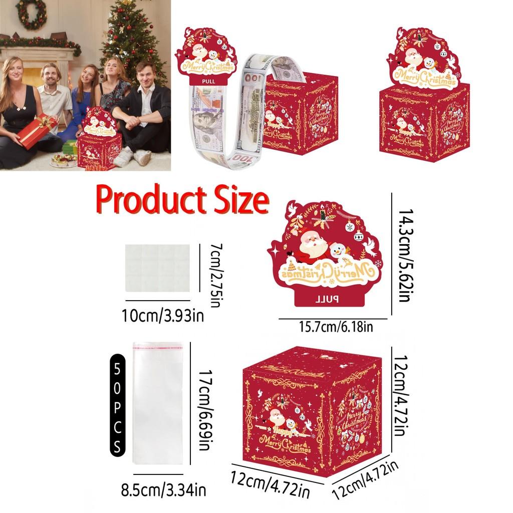 Christmas Red Striped Party Decor Money Box With Gift Box For Festive Celebrations