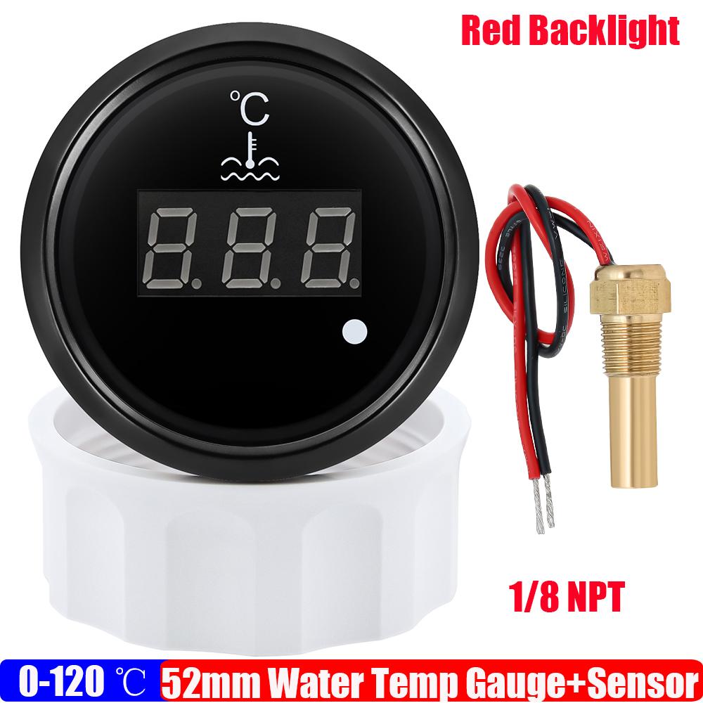 Red Light 0~120℃ Water Temp Meter+Sensor Digital Water Temperature Gauge with Alarm for Car Marine Yacht Boat 12V 24V ized