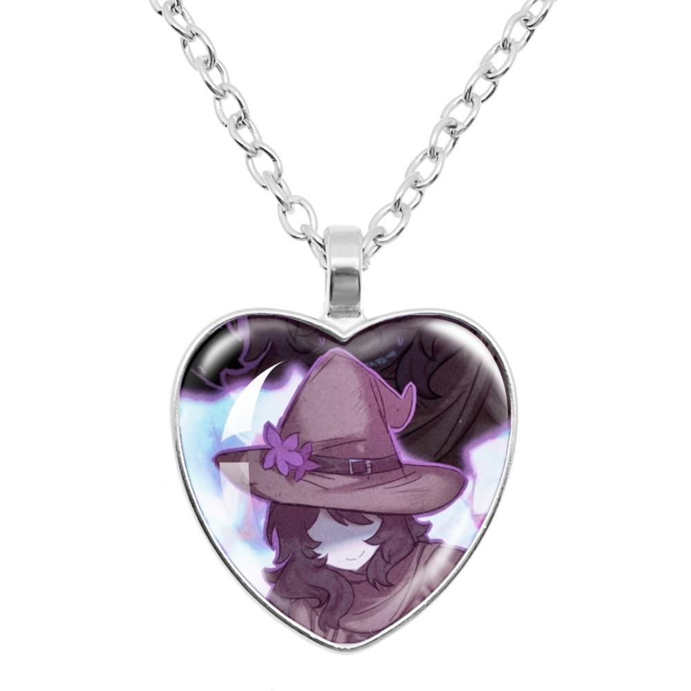 Game Forsaken Azure Anime Azure x Two Time Fanart Funny MeMe Glass Heart Shape Pendant Necklace Jewelry Charm Collect Gift