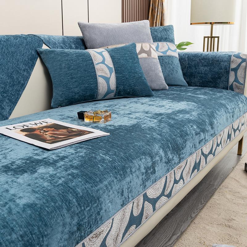 Luksusowy Pokrowiec na Sofę z Łączeń Antypoślizgowy Cztery Pory Roku Uniwersalny Skórzany Pokrowiec na Podłokietnik Sofy i Oparcie Ręcznik Pokrowiec Materiałowy Pokrowiec na Sofę Salon